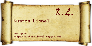 Kustos Lionel névjegykártya